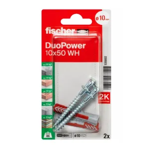 Fischer Duopower 10x50 plug met schroefduim verzinkt 7,0x77 2 st/bs