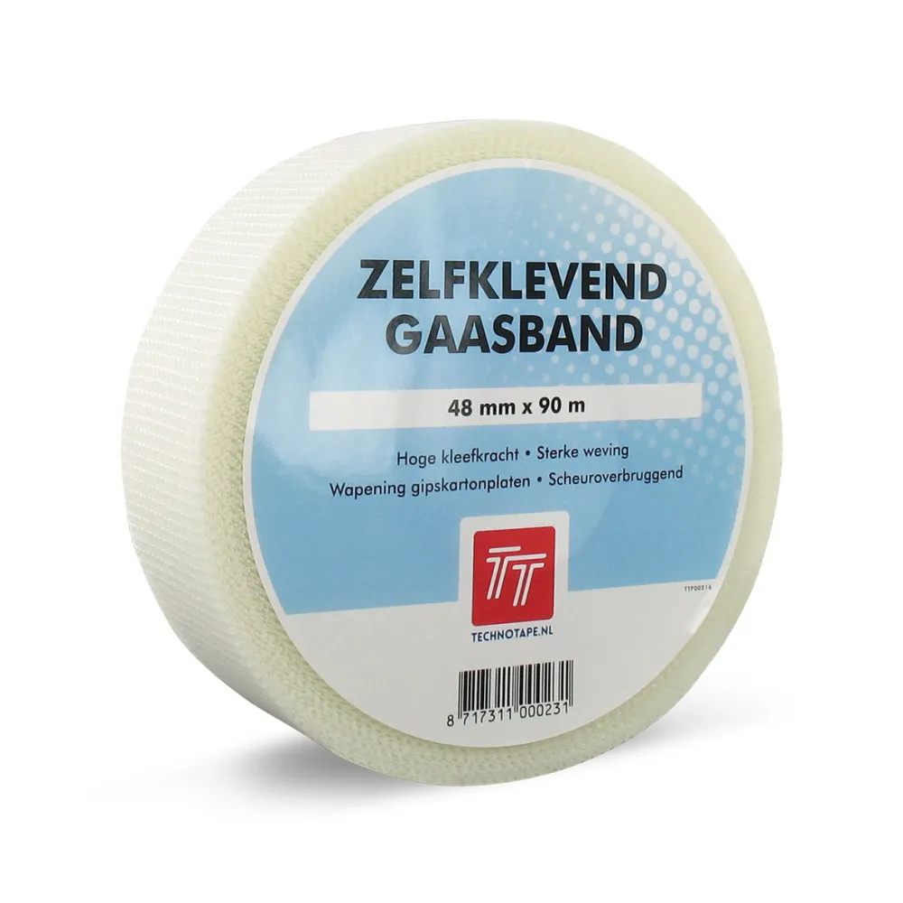 Glasvezeltape wit 48 mm rol 90 m1 gaasband