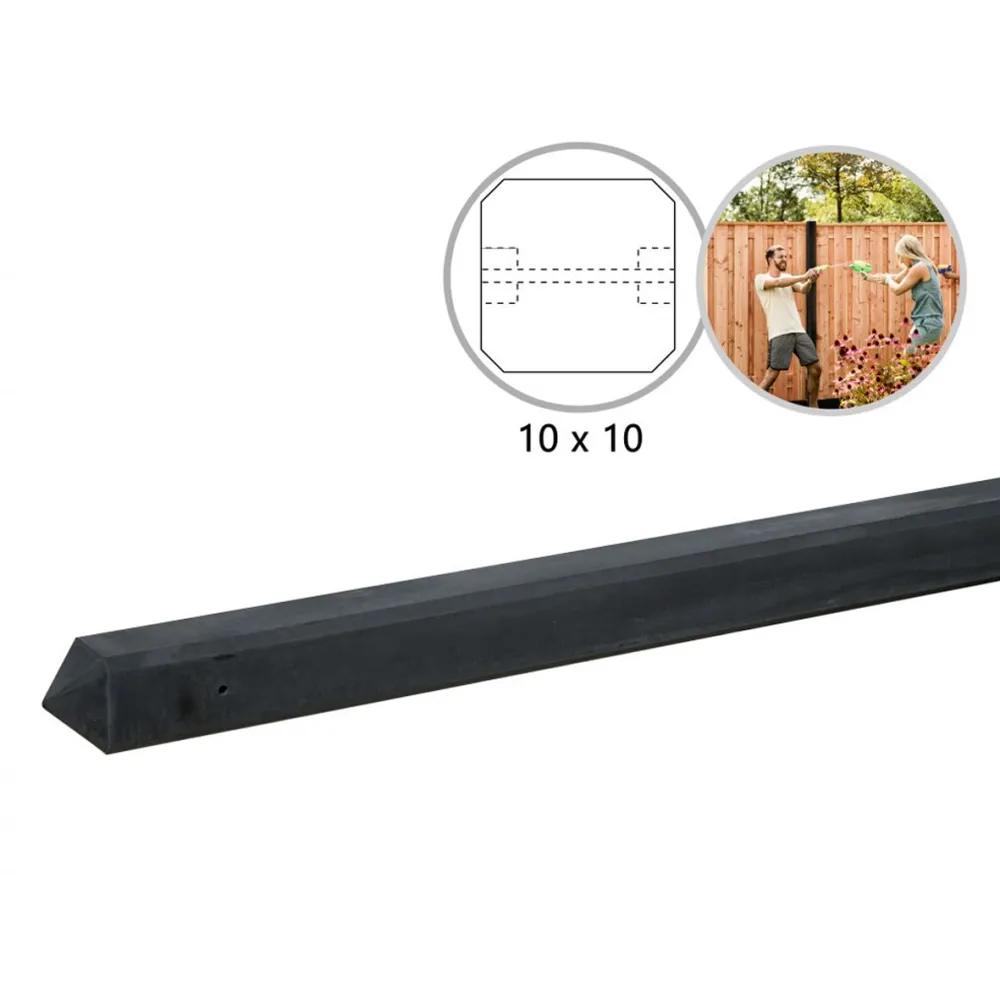 Betonpaal glad antraciet 10x10x280 cm tussenpaal met diamantkop
