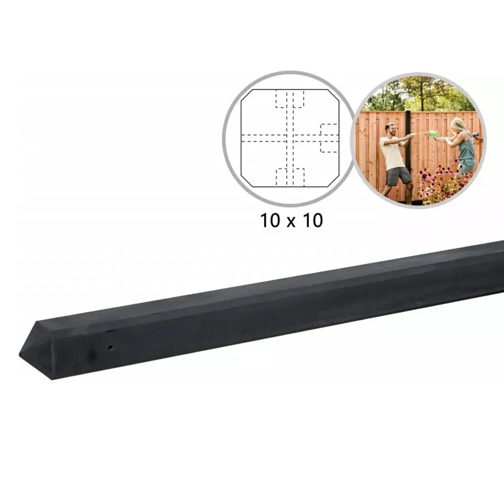 Betonpaal glad antraciet 10x10x280 cm T-paal met diamantkop