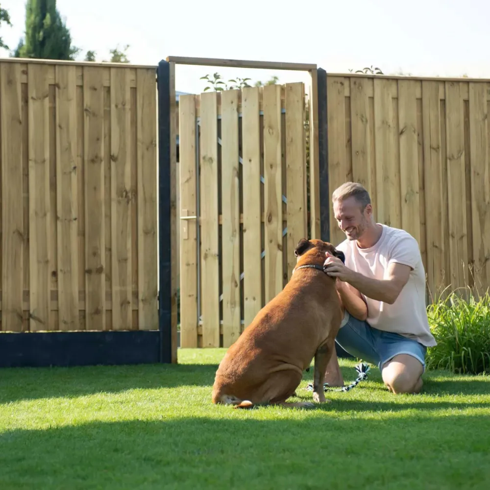 Grenen plankendeur op stalen frame 100x195 cm geimpregneerd geschaafd