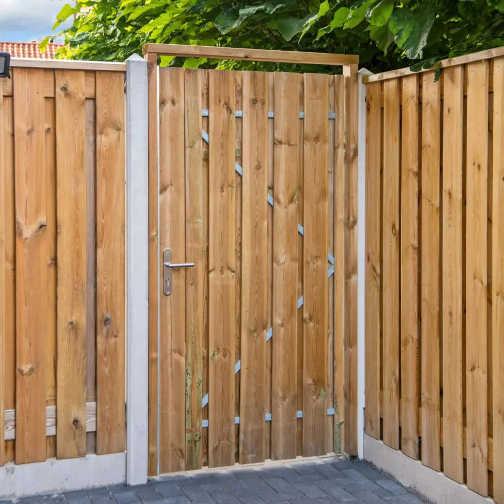 Grenen plankendeur op stalen frame 100x195 cm geimpregneerd geschaafd