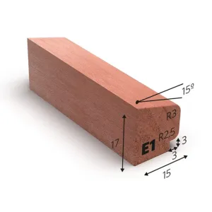 Glaslat E1 meranti 17x15 mm L= 4900 mm gegrond