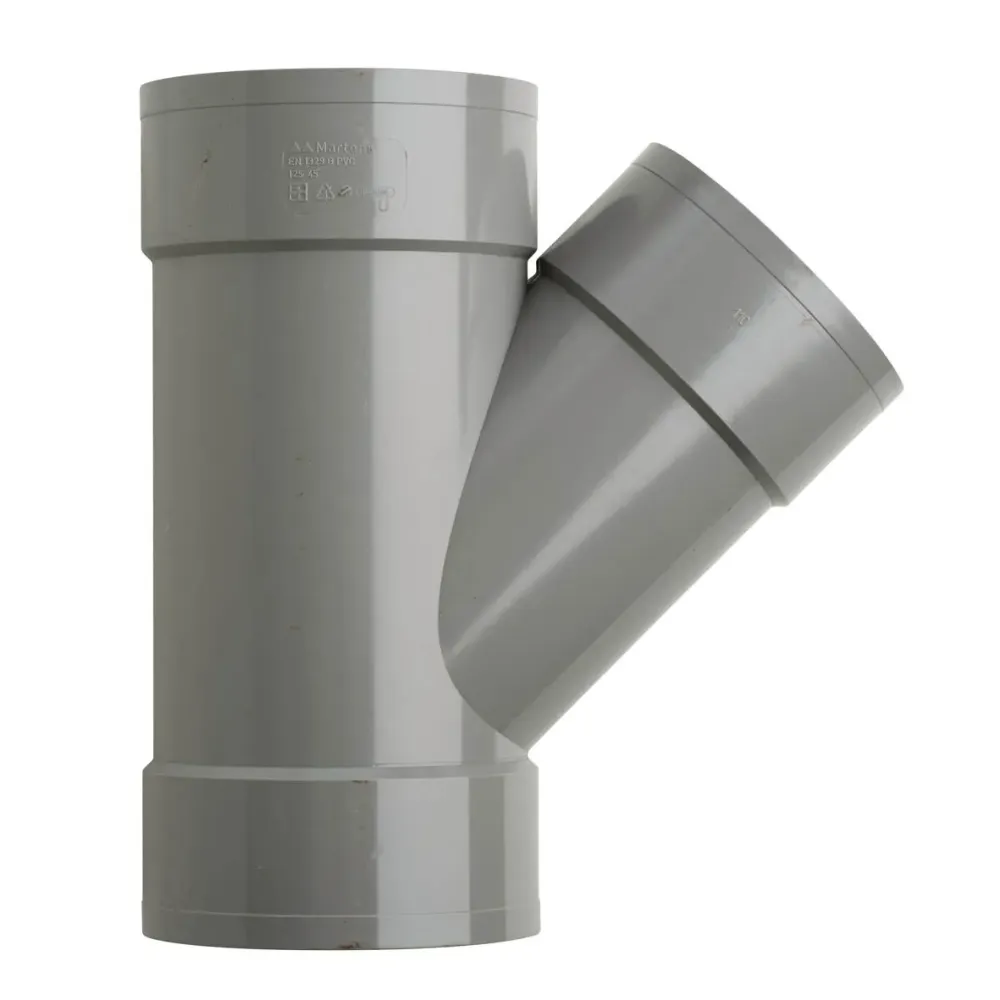 PVC T-stuk 125x110 mm 3xlijm 45 gr.