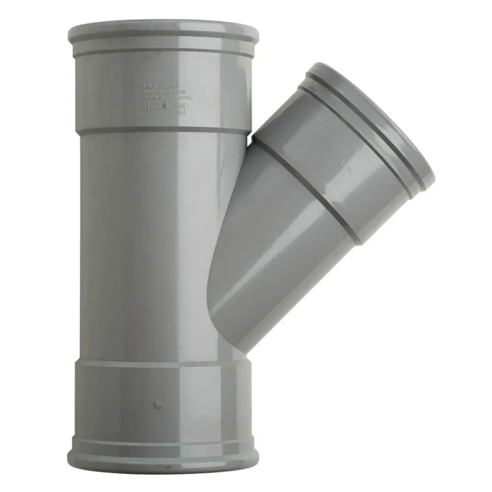 PVC T-stuk 125x110 mm 3xmanchet 45 gr.