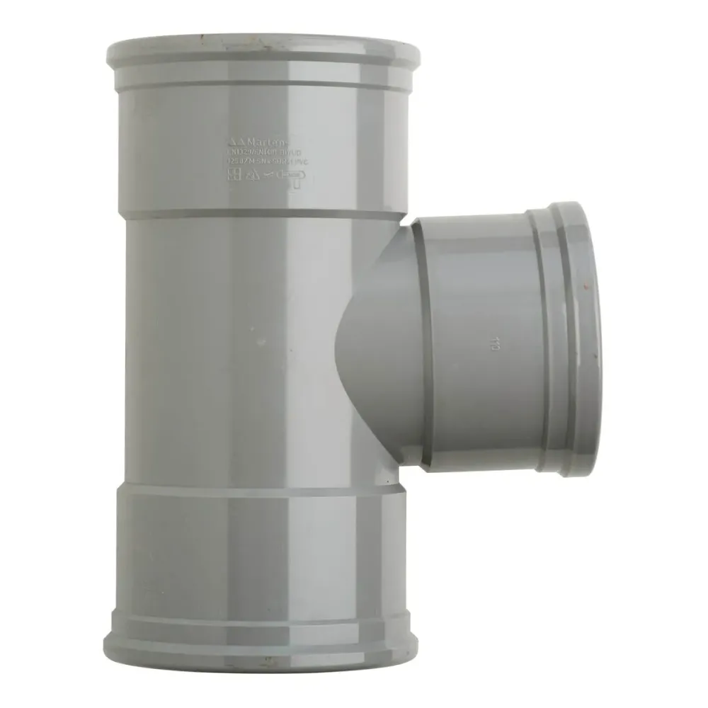 PVC T-stuk 125x110 mm 3xmanchet 87 gr.