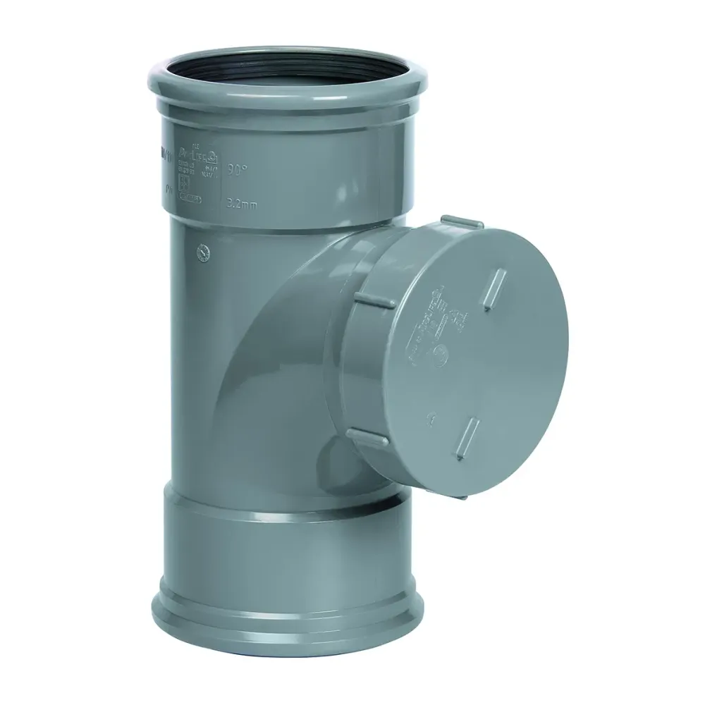 PVC ontstoppingsstuk 125 mm 2xmanchet met schroefdeksel