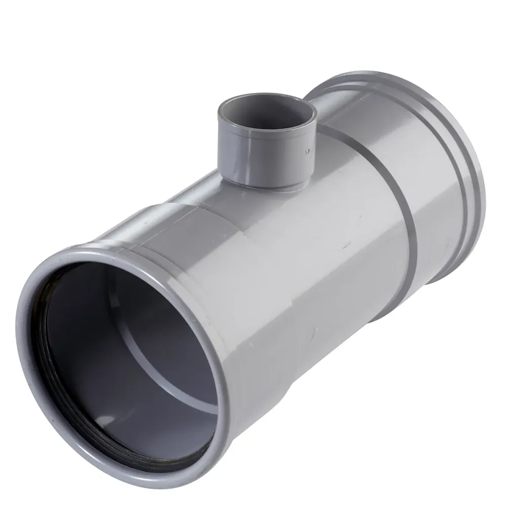 PVC T-stuk 125x50 mm 2xmanchet 45 gr.