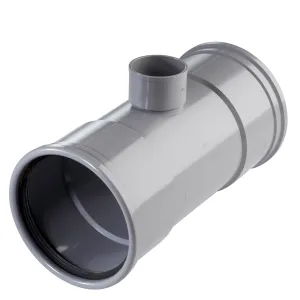 PVC T-stuk 125x50 mm 2xmanchet 45 gr.