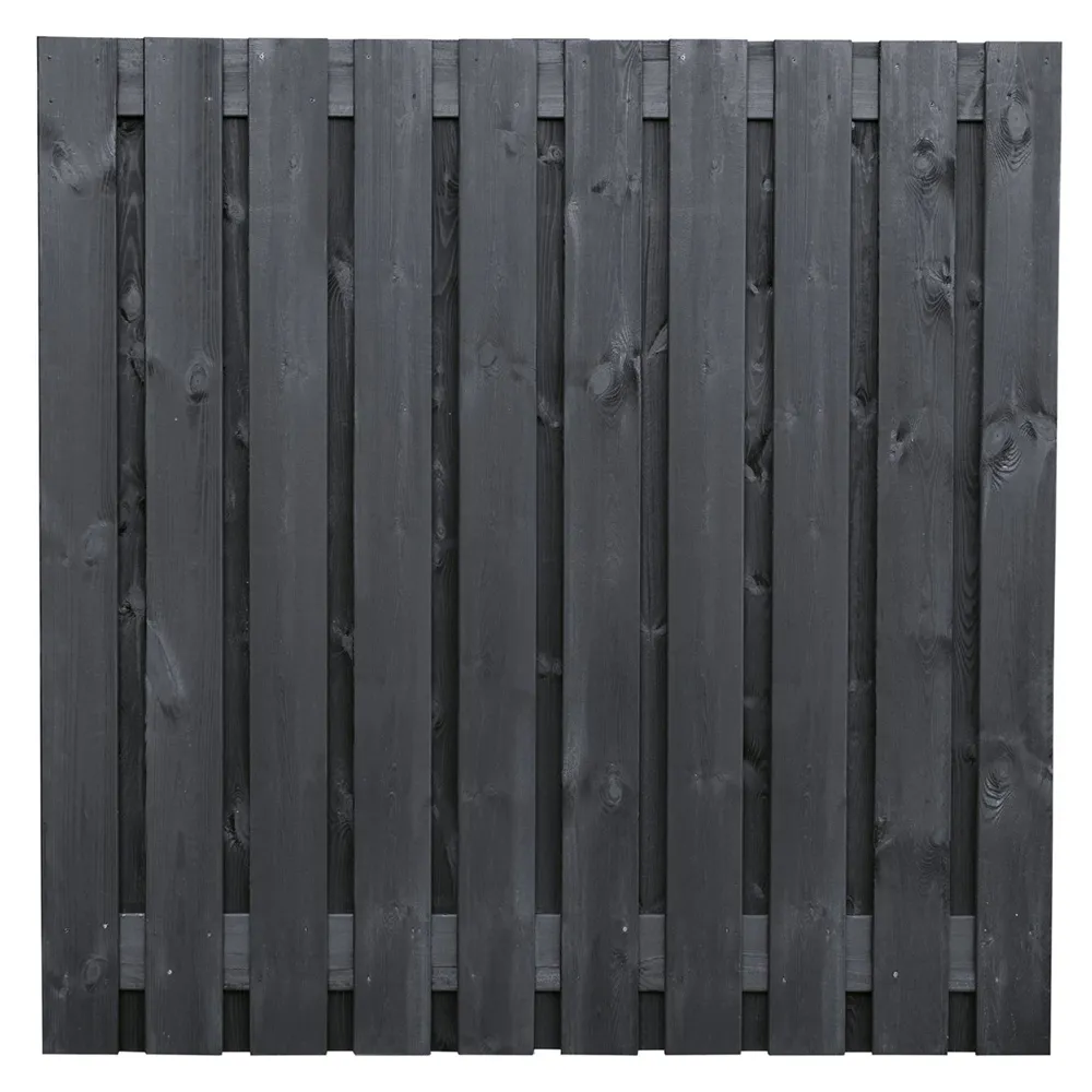 Grenen plankenscherm 180x180 cm 21-planks geïmpregneerd zwart gespoten