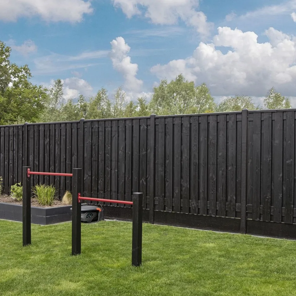 Grenen plankenscherm 180x180 cm 21-planks geïmpregneerd zwart gespoten