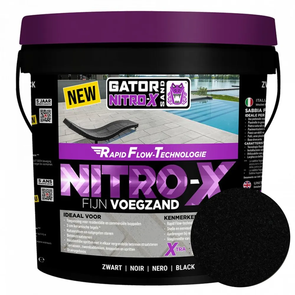 Gator Nitro X fijn voegzand zwart 12,5 kg/em