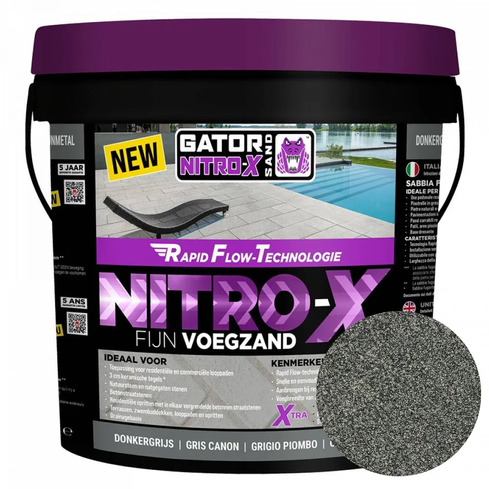 Gator Nitro X fijn voegzand donkergrijs 12,5 kg/em