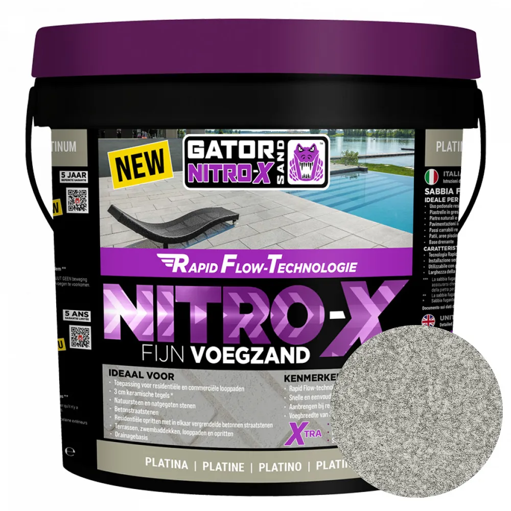 Gator Nitro X fijn voegzand platina 12,5 kg/em