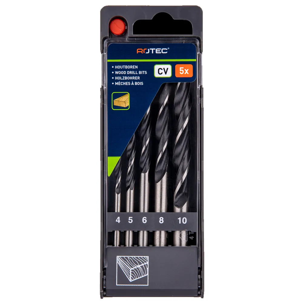 Houtspiraalborenset 5-dlg. 4-10 mm in PVC cassette