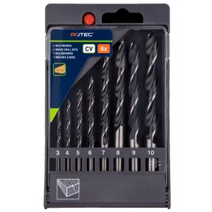 Houtspiraalborenset 8-dlg. 3-10 mm in PVC cassette