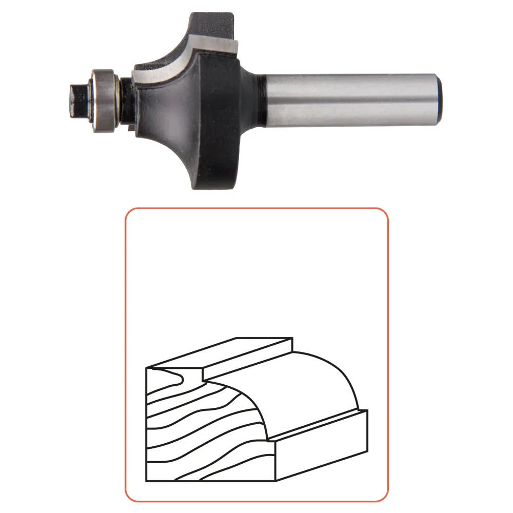 Kwartrondprofielfrees R= 6,35 snijlengte 13,5 mm schacht 8 mm