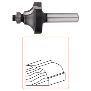 Kwartrondprofielfrees R= 6,35 snijlengte 13,5 mm schacht 8 mm
