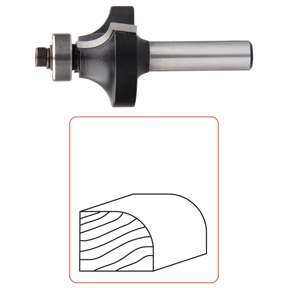 Afrondprofielfrees R= 9,5 snijlengte 16 mm schacht 8 mm