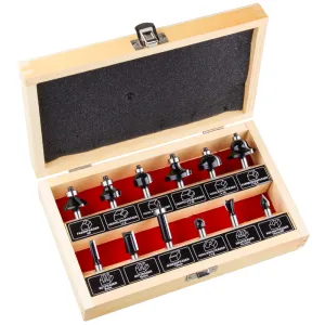 Houtfrezenset 12-delig in houten kist