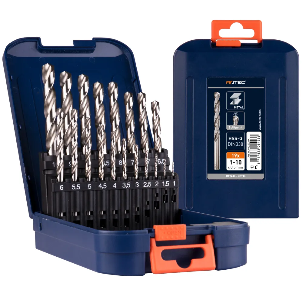 Spiraalborenset HSS-G 19-dlg. 1-10 mm in ABS cassette