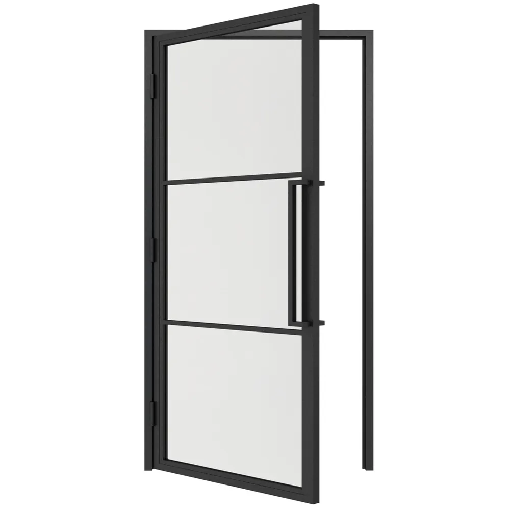 Stalen scharnierdeur 3-vlaks helder glas