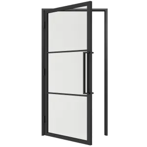 Stalen scharnierdeur 3-vlaks helder glas