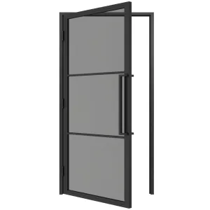 Stalen scharnierdeur 3-vlaks gerookt glas