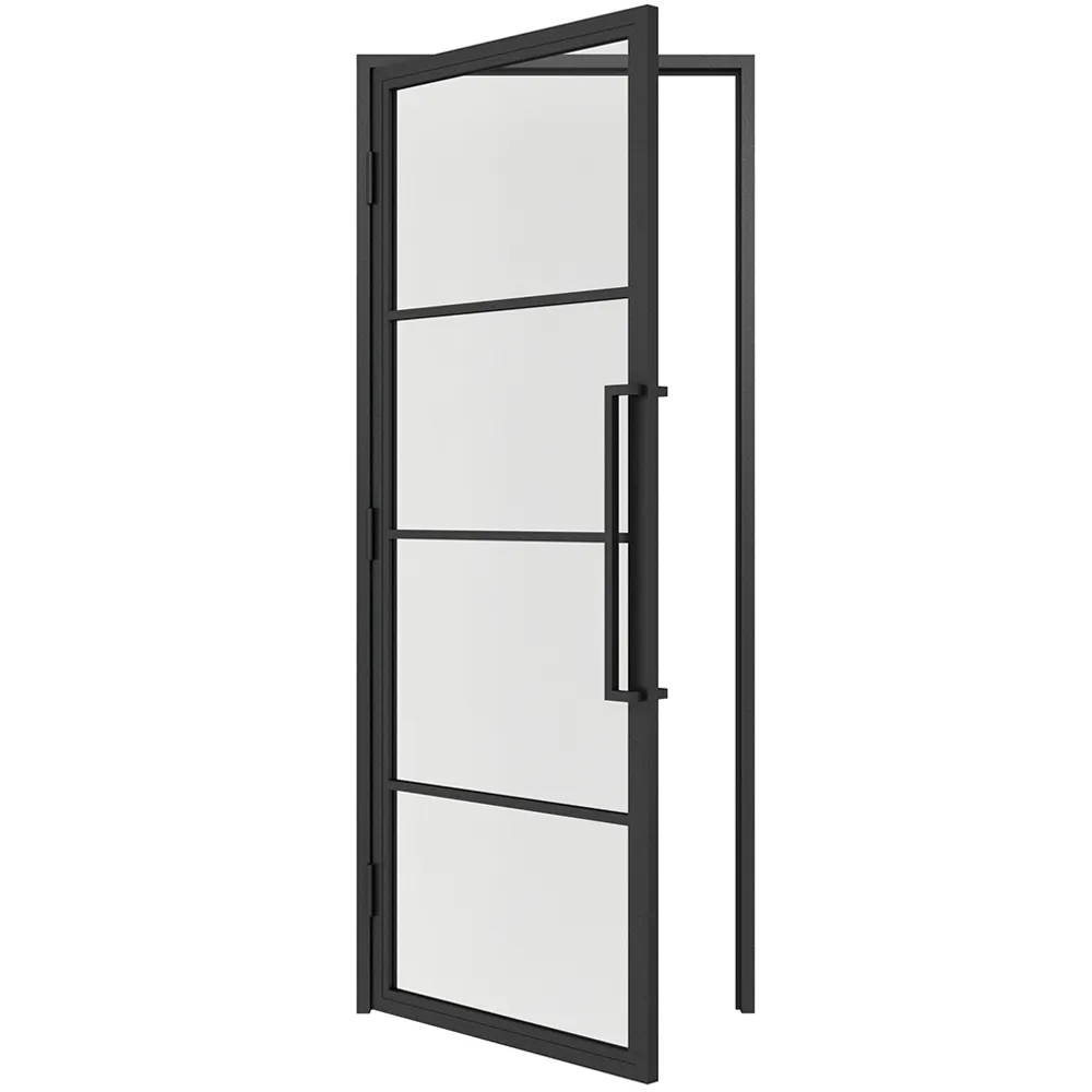 Stalen scharnierdeur 4-vlaks helder glas