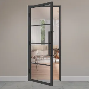 Stalen scharnierdeur 4-vlaks helder glas