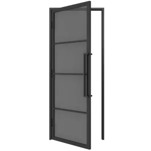 Stalen scharnierdeur 4-vlaks gerookt glas