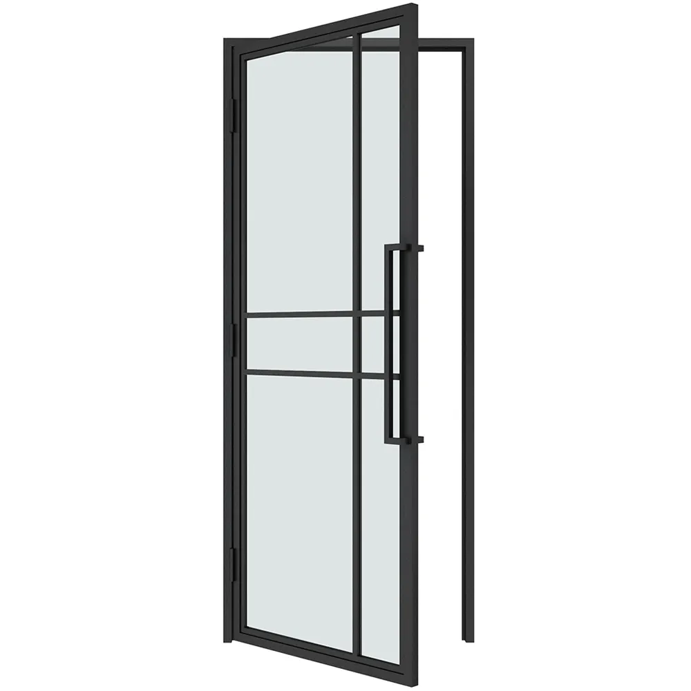 Stalen scharnierdeur 6-vlaks kruis helder glas