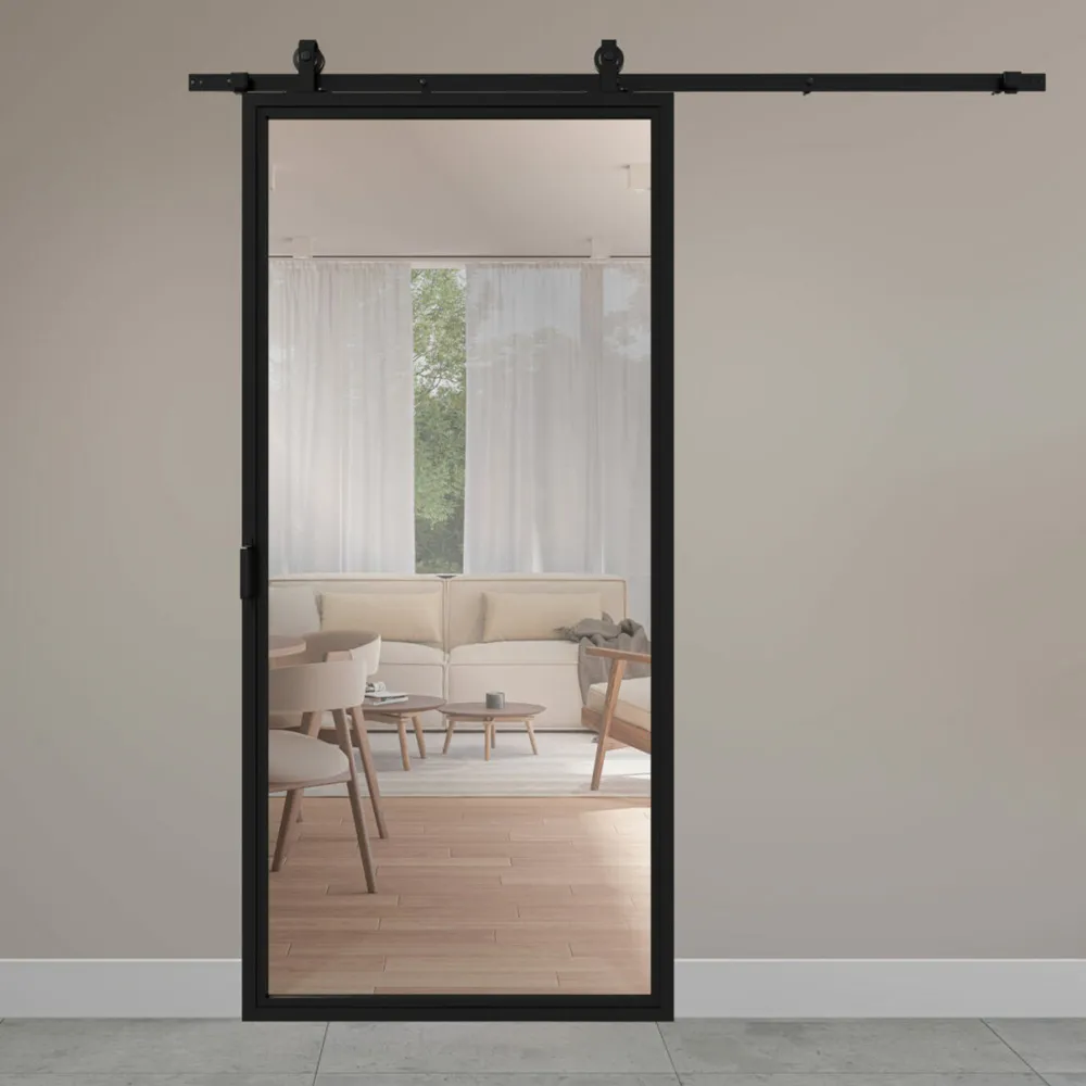 Stalen schuifdeur 1-vlaks helder glas 2150x1000 mm