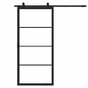 Stalen schuifdeur 4-vlaks helder glas 1000 mm