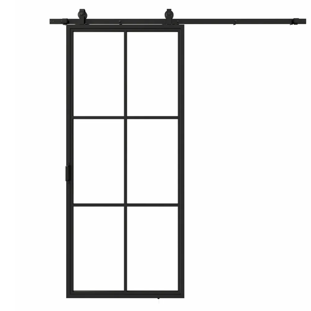 Stalen schuifdeur 6-vlaks helder glas 2150x1000 mm