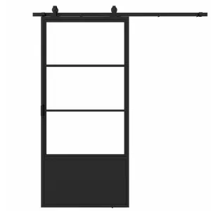 Stalen schuifdeur 3-vlaks KB helder glas 2150x1000 mm