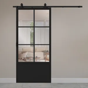 Stalen schuifdeur 6-vlaks KB helder glas 2150x1000 mm