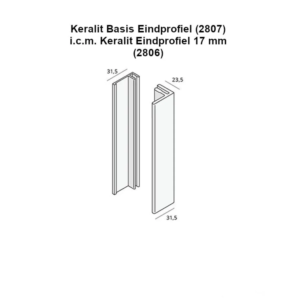 Keralit basis eindprofiel aluminium L= 4000 mm