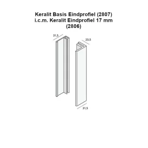 Keralit basis eindprofiel aluminium L= 4000 mm