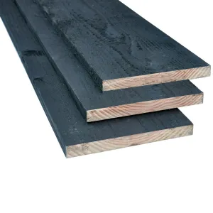 Vuren plank 25x250 mm zwart gelakt L=5100 mm