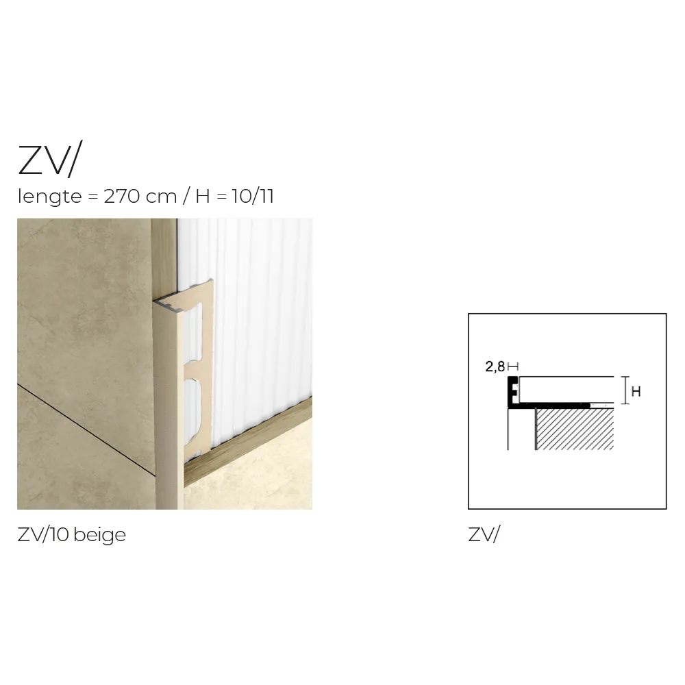 Tegelprofiel ProAngle ZV alu gecoat bianco stone L= 2700 mm