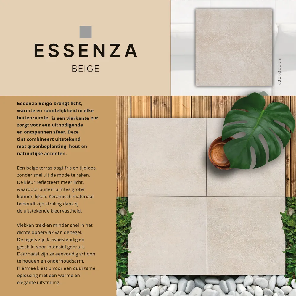 Essenza 60x60x3 cm Beige