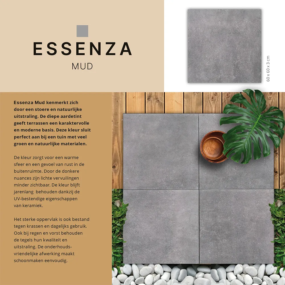 Essenza 60x60x3 cm Mud