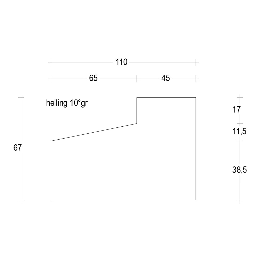 DTS dorpel 67x110 mm buitendraaiend op maat
