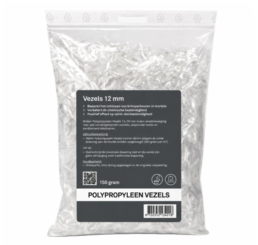 Weber vezels polypropyleen 12 mm zak 150 gr.
