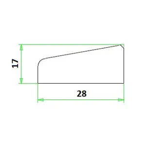 Glaslat A4 meranti 17x28 mm L= 4600 mm gegrond
