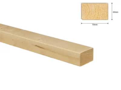 Vuren C 50x75 mm geschaafd netto 44x70 mm
