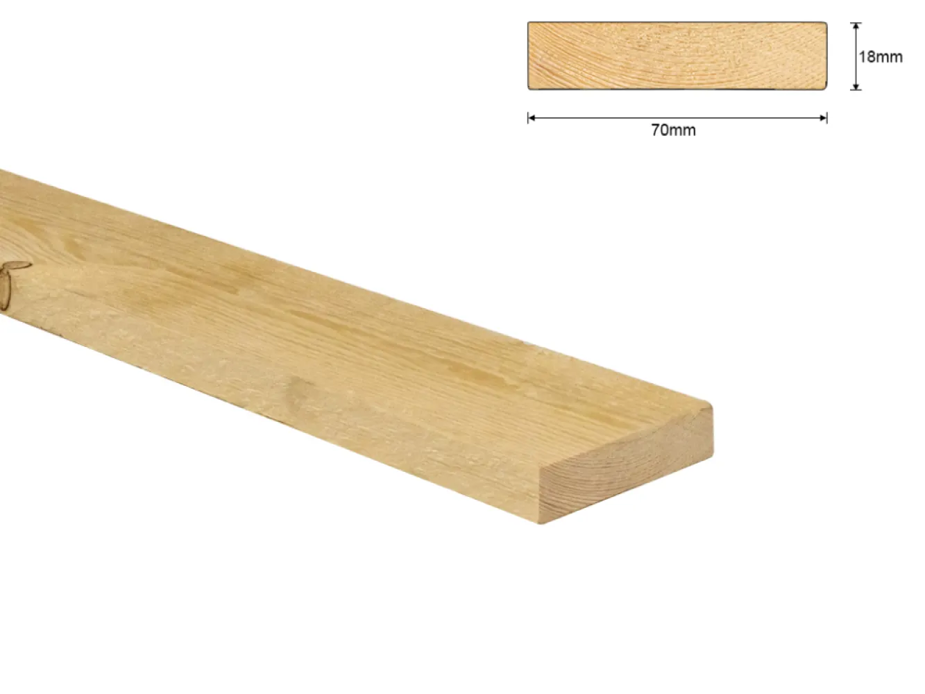 Vuren C 22x75 mm geschaafd netto 18x70 mm L= 4800 mm