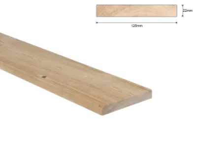 Vuren B 22x125 mm plank ruw