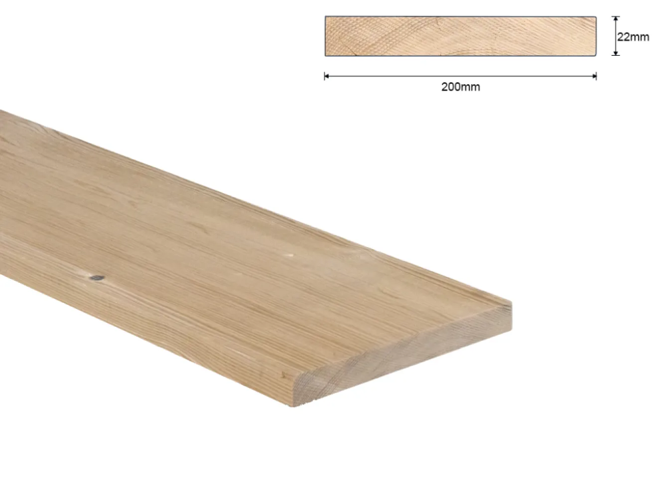 Vuren B 22x200 mm plank ruw